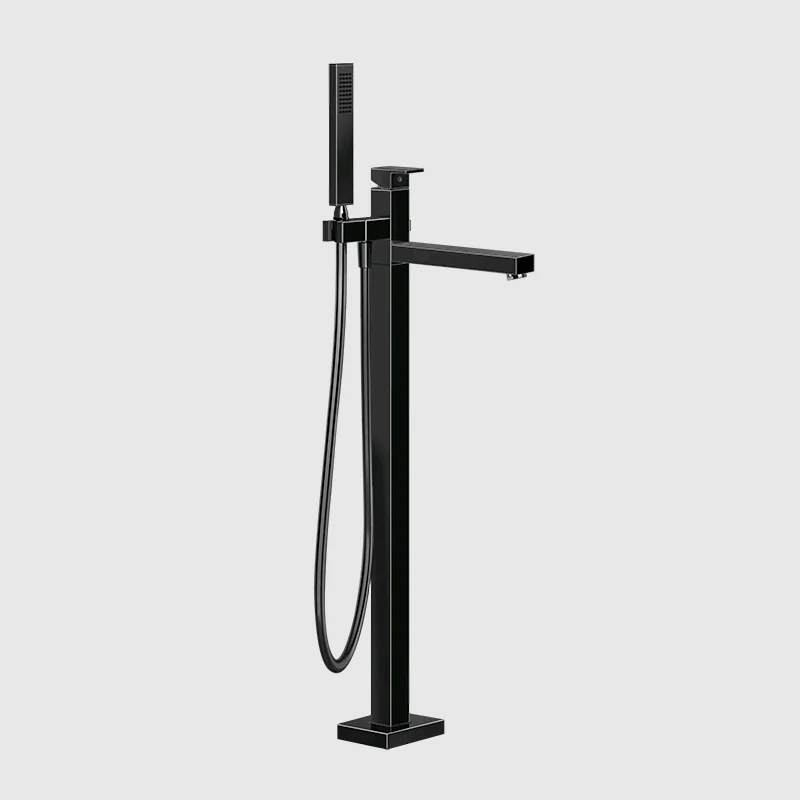 Смеситель для ванны и душа, Gessi, Rettangolo, напольный, цвет-Black Metal PVD