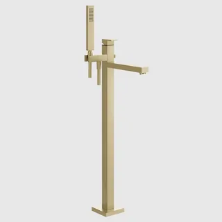 Смеситель для ванны и душа, Gessi, Rettangolo, напольный, цвет-Brushed Brass PVD
