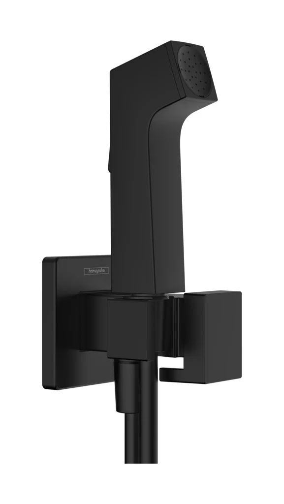 Гигиенический душ, Hansgrohe, E 1jet EcoSmart+, с запорным вентилем, для холодной воды, цвет-чёрный матовый