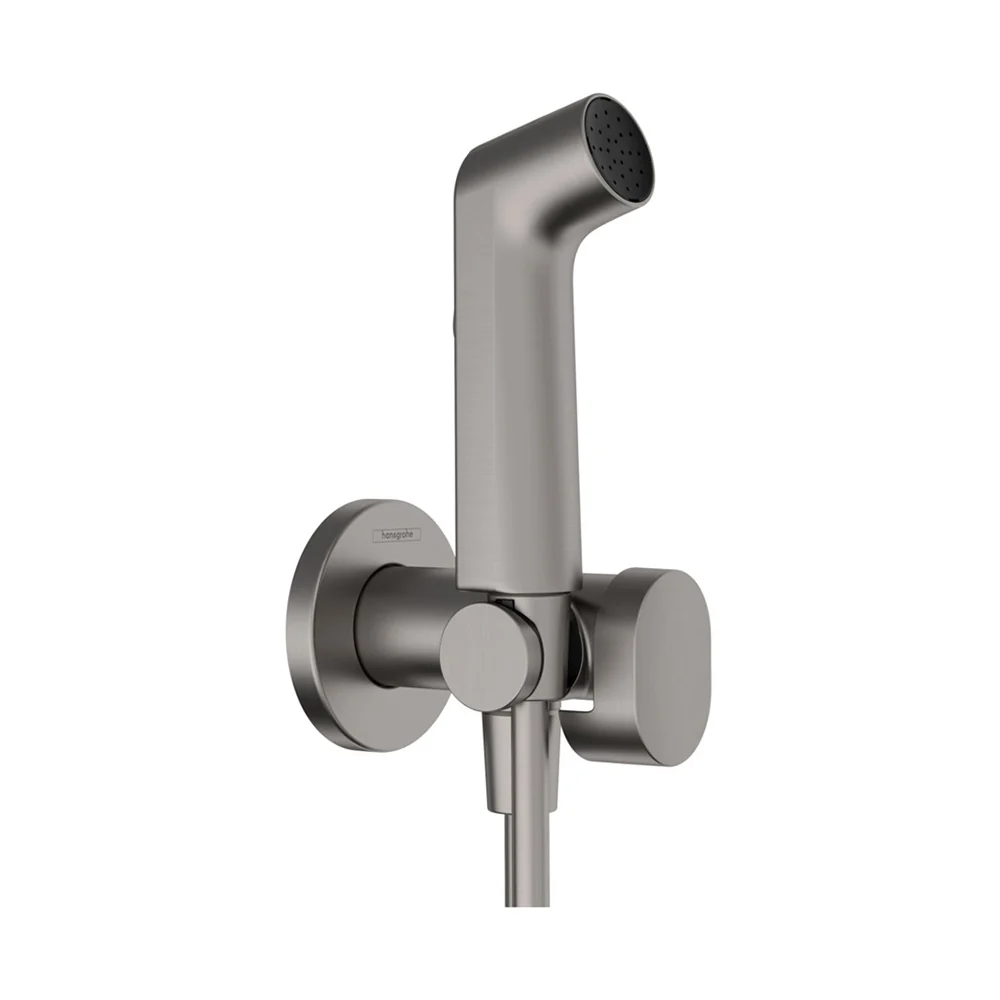 Гигиенический душ, Hansgrohe, S 1jet EcoSmart+, со смесителем, цвет-шлифованный черный хром