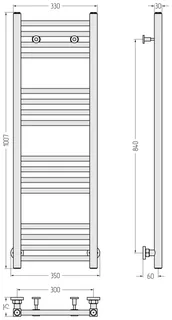 Полотенцесушитель, Сунержа, Модус, шгв 350*75*1007, цвет-чёрный матовый