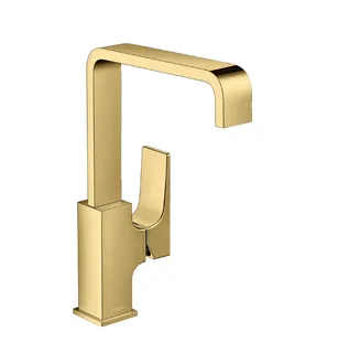 Смеситель для раковины, Hansgrohe, Metropol, цвет-полированное золото