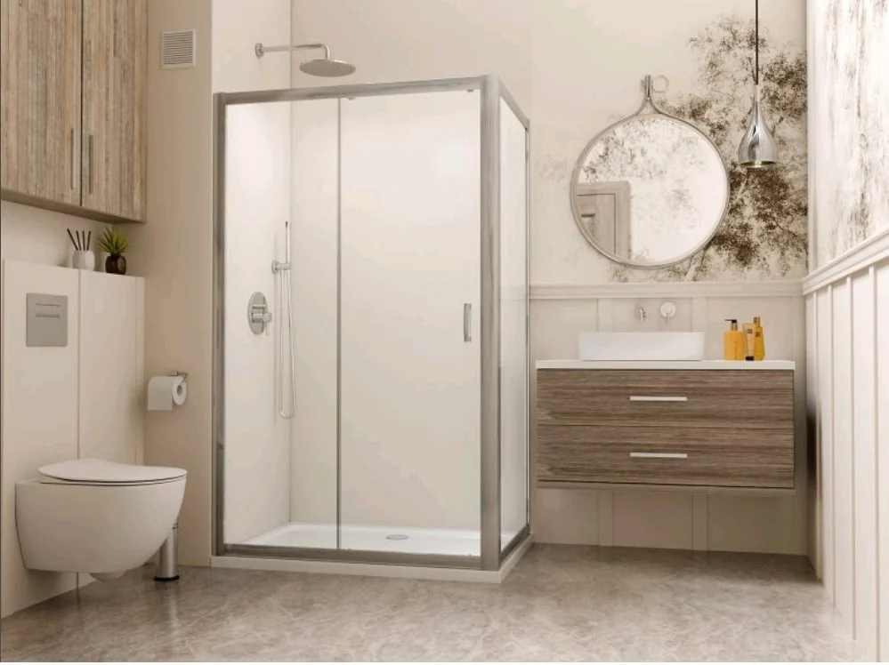 Боковая стенка, Radaway, Premium Plus, шв 800*1900, хром, цвет стекла-фабрик (крапинка), Easy Clean