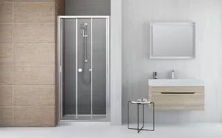 Дверь, Radaway, Evo, шв 800*2000, трёхсекционая, петли-слева и справа, хром, цвет стекла-прозрачный, Easy Clean — иконка