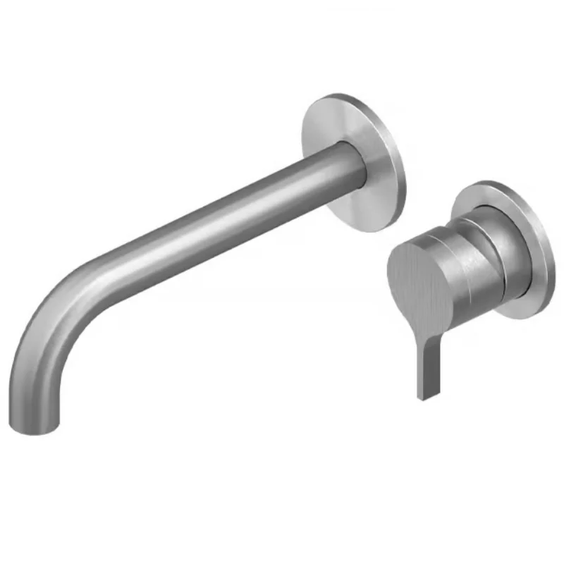 Смеситель для раковины, Quadro design, Volcano, настенный встраиваемый, цвет-Steel Brushed