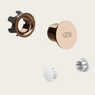 Комплект заглушек, Gessi, декоративная пробка для перелива с пробками для боковых отверстий, цвет-Copper PVD