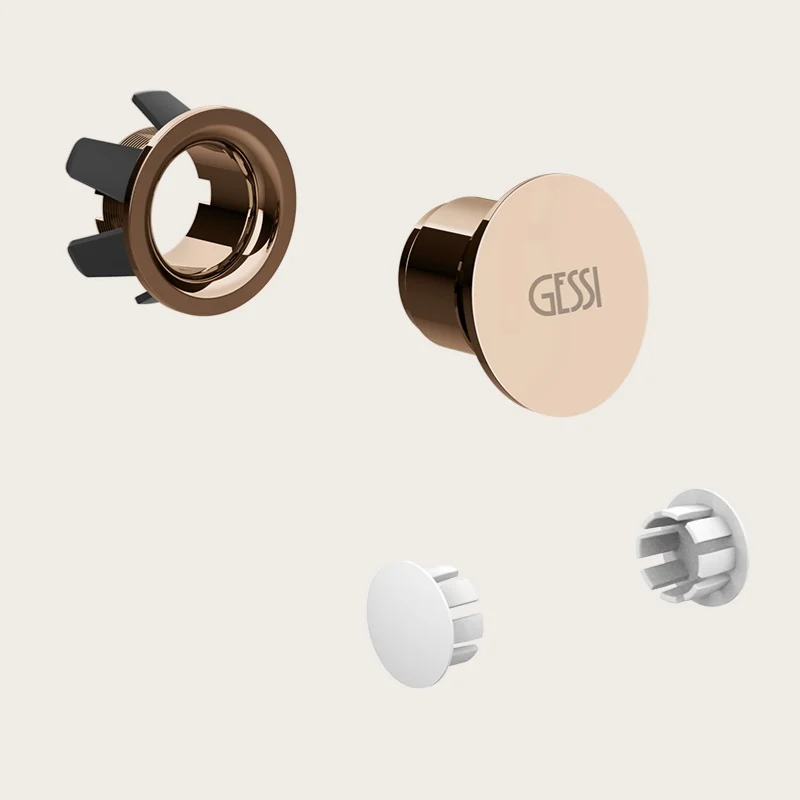 Комплект заглушек, Gessi, декоративная пробка для перелива с пробками для боковых отверстий, цвет-Copper PVD
