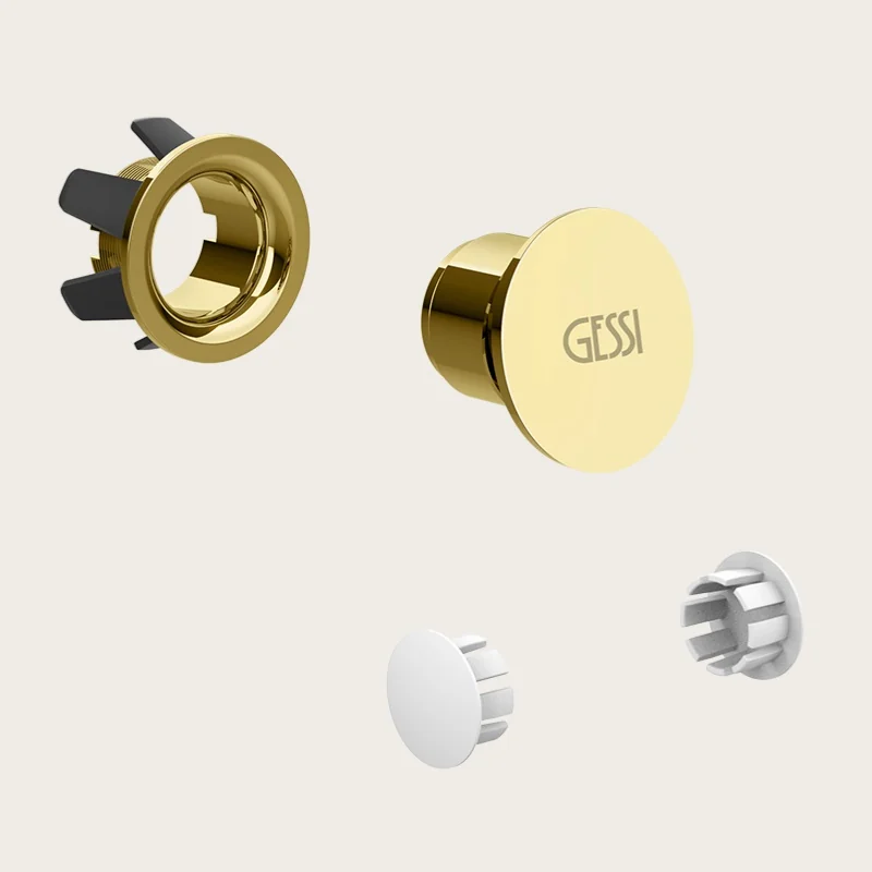 Комплект заглушек, Gessi, декоративная пробка для перелива с пробками для боковых отверстий, цвет-Gold PVD