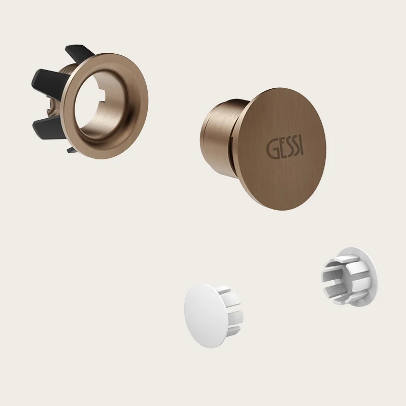Комплект заглушек, Gessi, декоративная пробка для перелива с пробками для боковых отверстий, цвет-Copper Brushed PVD