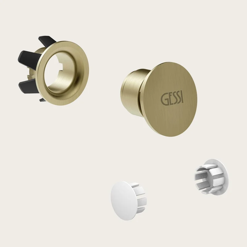 Комплект заглушек, Gessi, декоративная пробка для перелива с пробками для боковых отверстий, цвет-Brushed Brass PVD