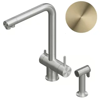 Смеситель для кухни, Quadro design, Idealaqua Inox, цвет-Light Gold PVD