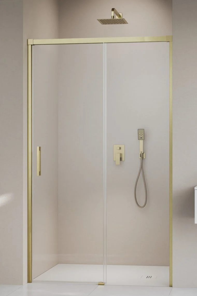 Дверь, Radaway, Idea DWJ, шв 1400*2005, петли-справа, золото матовое (брашированное), цвет стекла-прозрачный, Easy Clean