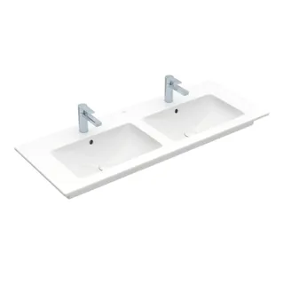 Раковина, Villeroy&Boch, Venticello, двойная, шгв 1300*500*120, отверстия для смесителя-2 сквозных, 4 промаркированных, CeramicPlus, цвет-камень белый
