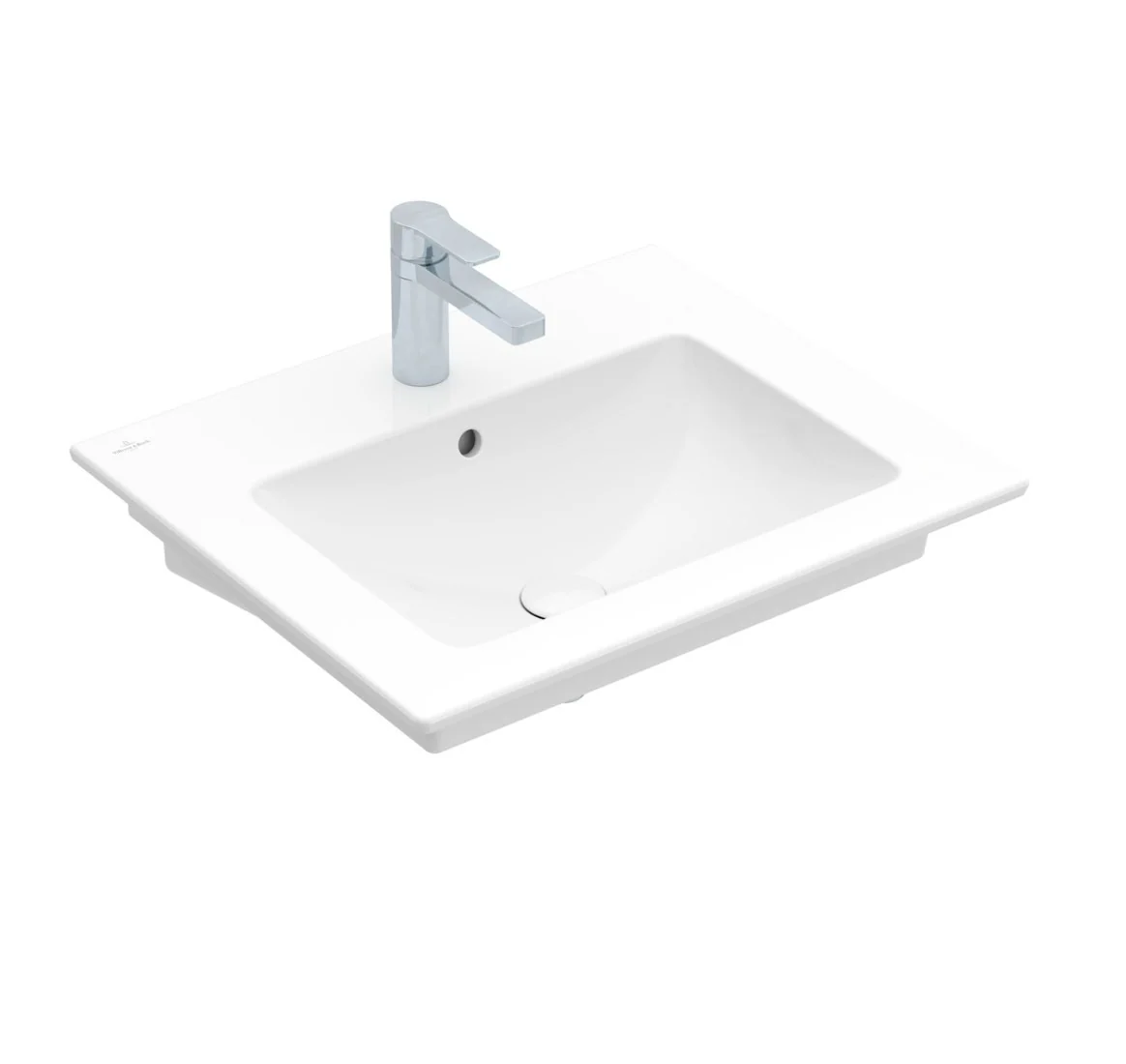 Раковина, Villeroy&Boch, Venticello, шгв 600*500*120, отверстия для смесителя-1 сквозное, 2 промаркированных, CeramicPlus, цвет-альпийский белый