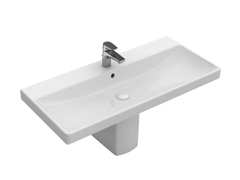 Раковина, Villeroy&Boch, Avento, шг 800*470, отверстия для смесителя-1 сквозное, 2 промаркированных, цвет-альпийский белый