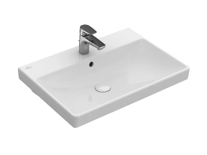 Раковина, Villeroy&Boch, Avento, шг 600*470, отверстия для смесителя-1 сквозное, 2 промаркированных, CeramicPlus, цвет-альпийский белый