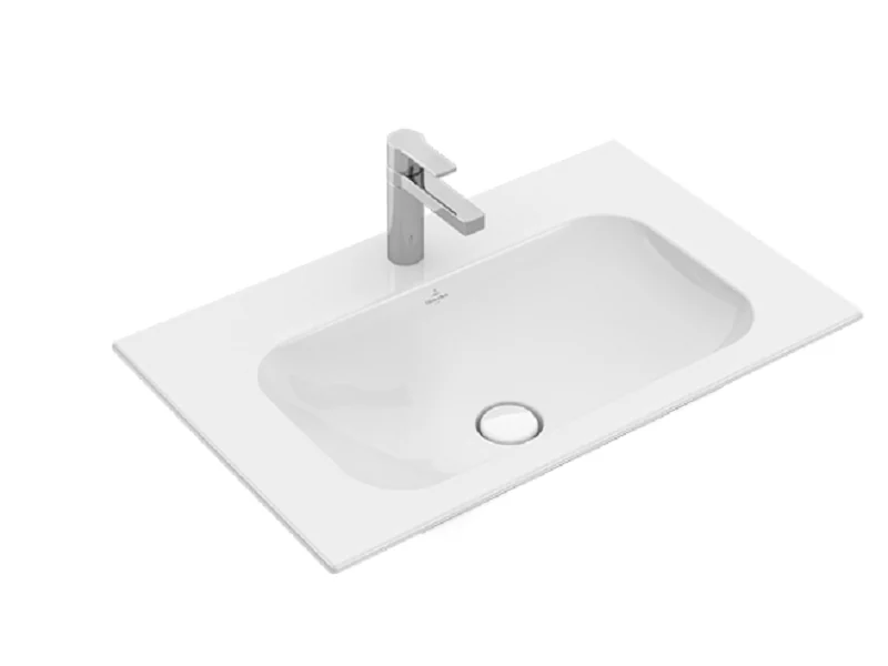 Раковина, Villeroy&Boch, Finion, шгв 800*500*100, отверстия для смесителя-1 сквозное, 2 промаркированных, CeramicPlus, цвет-альпийский белый