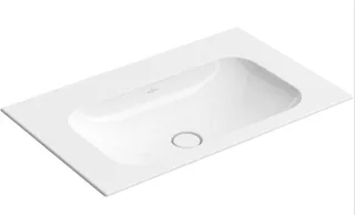 Раковина, Villeroy&Boch, Finion, шгв 800*500*100, отверстия для смесителя-отсутствуют, CeramicPlus, цвет-камень белый