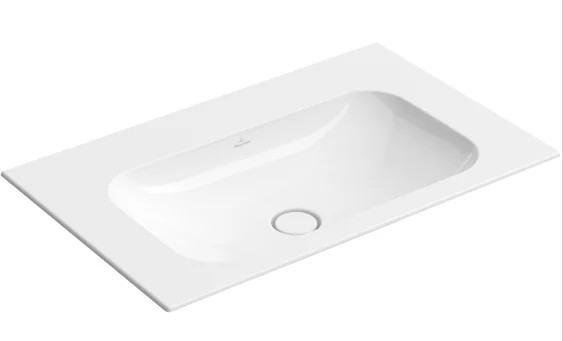 Раковина, Villeroy&Boch, Finion, шгв 800*500*100, отверстия для смесителя-отсутствуют, CeramicPlus, цвет-камень белый