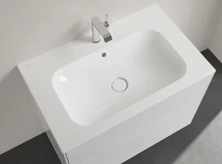 Раковина, Villeroy&Boch, Finion, шгв 800*500*100, отверстия для смесителя-1, CeramicPlus, цвет-камень белый