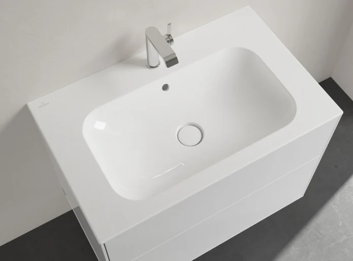 Раковина, Villeroy&Boch, Finion, шгв 800*500*100, отверстия для смесителя-1, CeramicPlus, цвет-камень белый