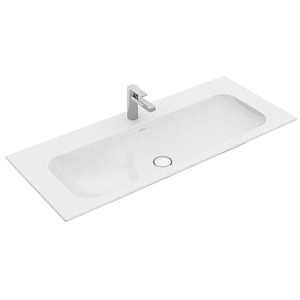 Раковина, Villeroy&Boch, Finion, шгв 1200*500*100, отверстия для смесителя-1 сквозное, 2 промаркированных, CeramicPlus, цвет-альпийский белый