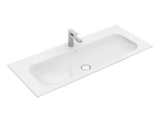 Раковина, Villeroy&Boch, Finion, шгв 1200*500*100, отверстия для смесителя-1 сквозное, 2 промаркированных, CeramicPlus, цвет-камень белый
