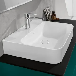 Раковина, Villeroy&Boch, Finion, шгв 600*470*105, отверстия для смесителя-1 сквозное, 2 промаркированных, CeramicPlus, цвет-альпийский белый