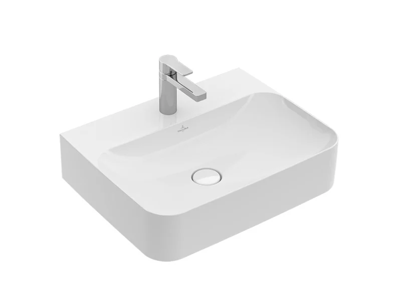 Раковина, Villeroy&Boch, Finion, шгв 600*470*105, отверстия для смесителя-1 сквозное, 2 промаркированных, CeramicPlus, цвет-альпийский белый