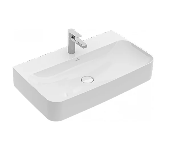 Раковина, Villeroy&Boch, Finion, шгв 800*470*105, отверстия для смесителя-1 сквозное, 2 промаркированных, CeramicPlus, цвет-камень белый