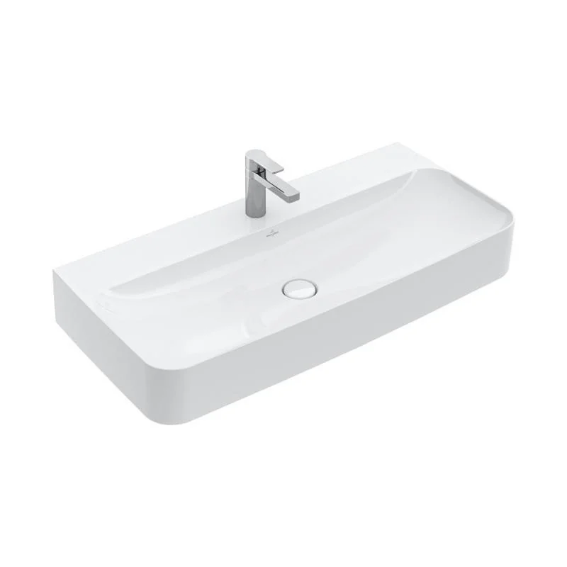 Раковина, Villeroy&Boch, Finion, шгв 1000*470*105, отверстия для смесителя-1 сквозное, 2 промаркированных, CeramicPlus, цвет-альпийский белый
