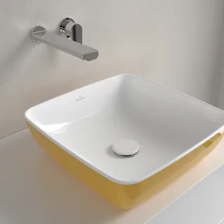 Раковина, Villeroy&Boch, Artis, шгв 410*410*130, отверстия для смесителя-отсутствуют, цвет снаружи/внутри-Indian Summer/белый — иконка