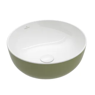 Раковина, Villeroy&Boch, Artis, шгв 430*430*130, отверстия для смесителя-отсутствуют, цвет снаружи/внутри-Sage Green/белый