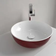 Раковина, Villeroy&Boch, Artis, шгв 430*430*130, отверстия для смесителя-отсутствуют, цвет снаружи/внутри-Bordeaux/белый