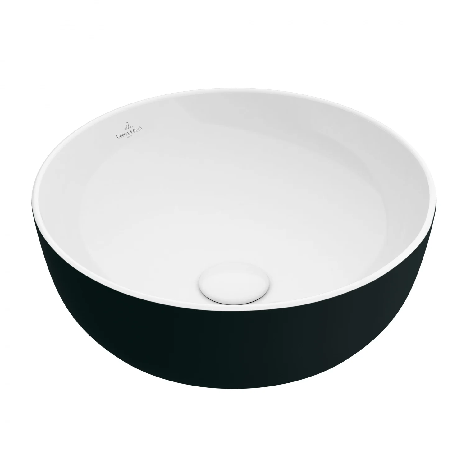 Раковина, Villeroy&Boch, Artis, шгв 430*430*130, отверстия для смесителя-отсутствуют, цвет снаружи/внутри-Coal Black/белый