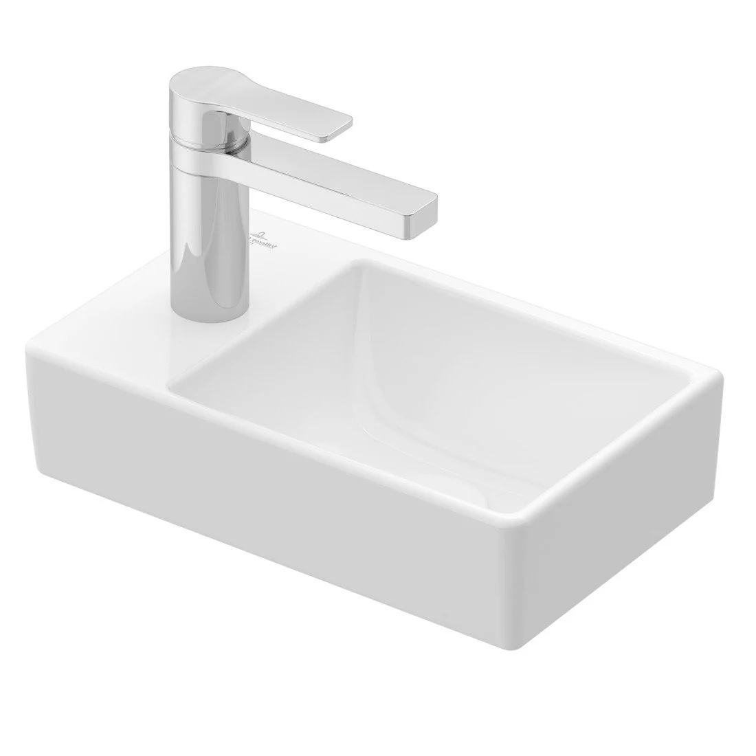 Раковина, Villeroy&Boch, Avento, шгв 360*220*90, справа, отверстия для смесителя-1, CeramicPlus, цвет-камень белый