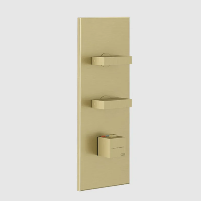 Смеситель для душа, Gessi, на 2 потребителя, настенный встраиваемый, цвет-Brushed Brass PVD