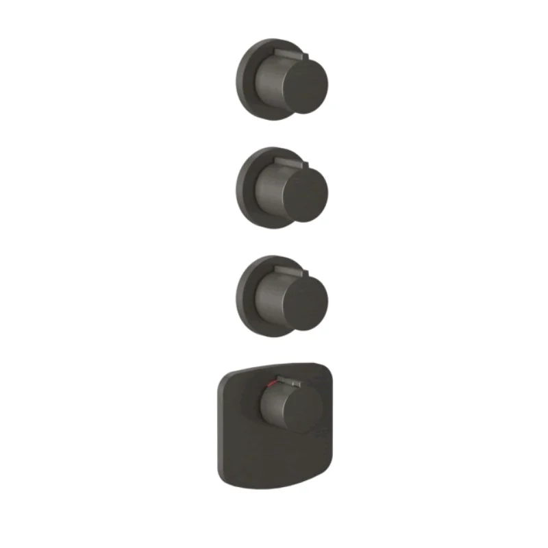 Смеситель для душа, Gessi, на 3 потребителя, цвет-Black Metal Brushed PVD