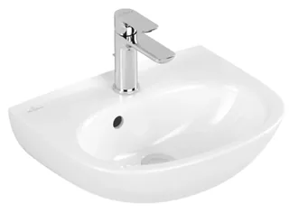 Раковина, Villeroy&Boch, O.Novo, шгв 450*360*110, отверстия для смесителя-1 сквозное, 2 промаркированных, цвет-альпийский белый
