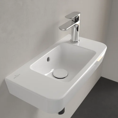 Раковина, Villeroy&Boch, O.Novo, шгв 500*250*95, отверстия для смесителя-1 сквозное, 1 промаркированное, CeramicPlus/AntiBac, цвет-альпийский белый