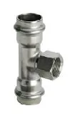 Тройник Sanpress Inox, с SC-Contur, нержав.сталь, 15 x 1/2" x 15 мм — иконка
