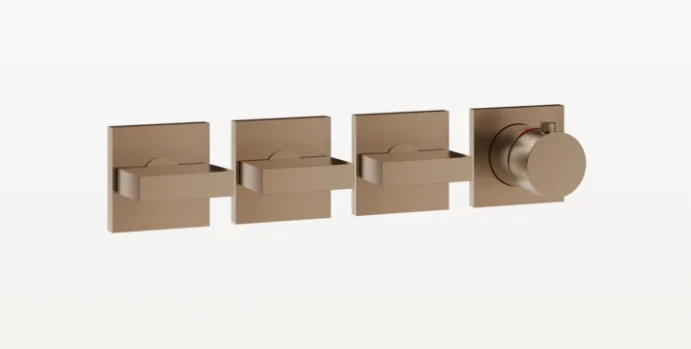 Смеситель для душа, Gessi, Rettangolo, на 3 потребителя, цвет-Copper Brushed PVD