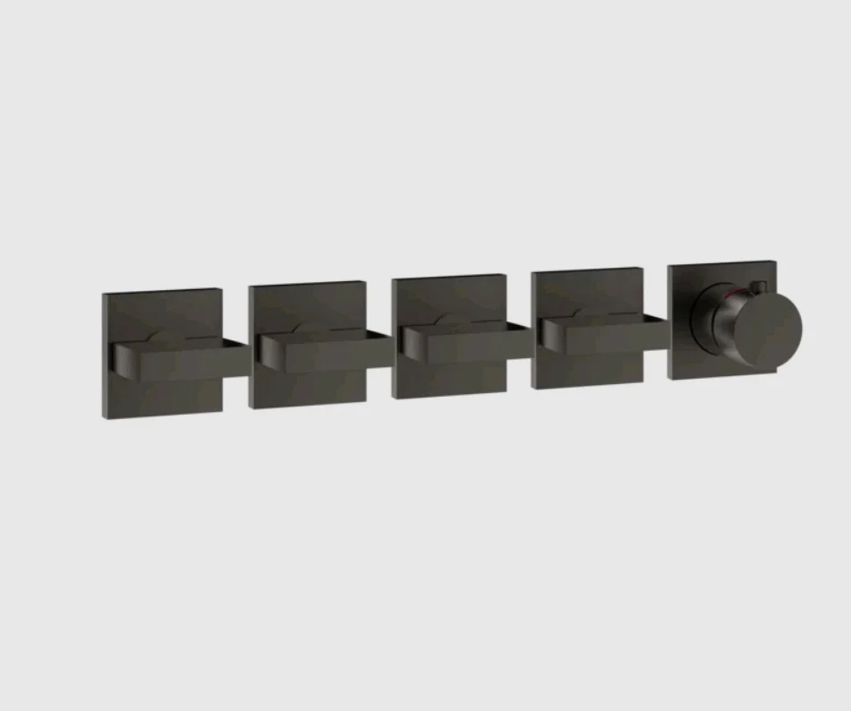 Смеситель для душа, Gessi, Rettangolo, на 4 потребителя, цвет-Black Metal Brushed PVD
