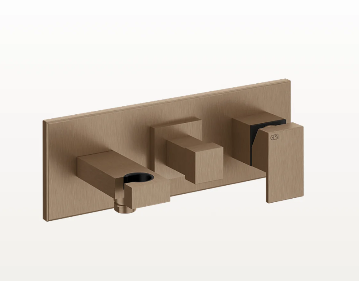 Смеситель для душа, Gessi, Rettangolo, на 2 потребителя, цвет-Copper Brushed PVD
