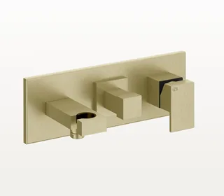 Смеситель для душа, Gessi, Rettangolo, на 2 потребителя, цвет-Brushed Brass PVD — иконка