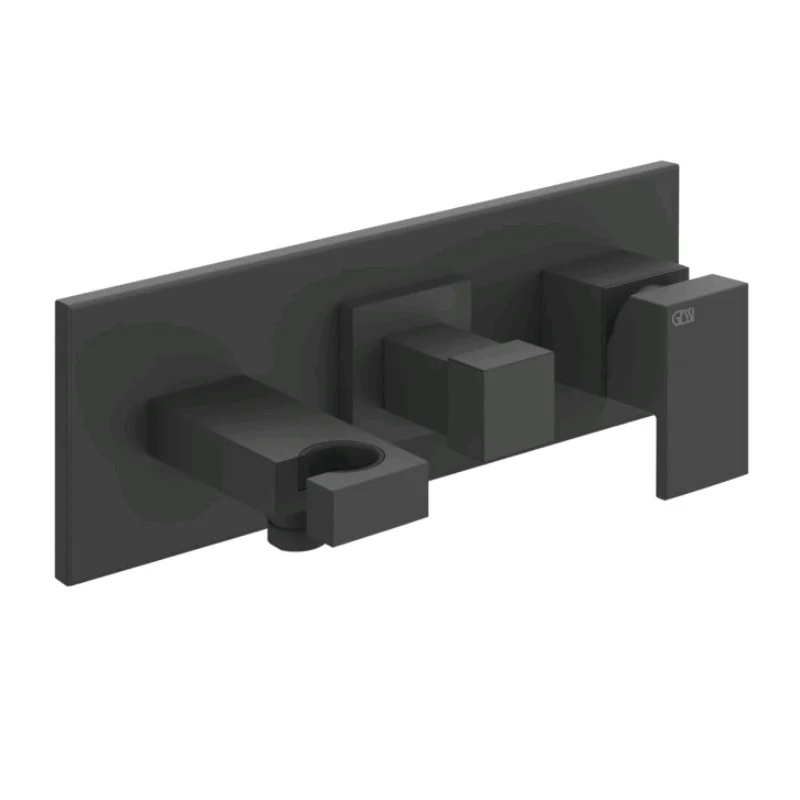Смеситель для душа, Gessi, Rettangolo, на 2 потребителя, цвет-черный матовый