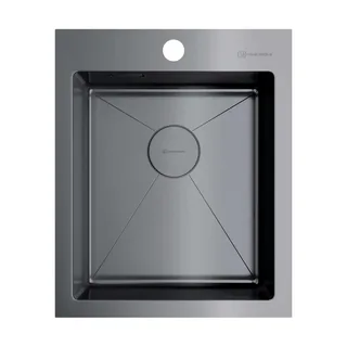 Мойка, OMOIKIRI, Akisame, шгв 410*510*200, отверстия для смесителя-1, цвет-вороненая сталь