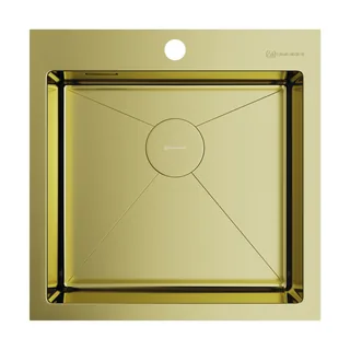Мойка, OMOIKIRI, Akisame, шгв 510*510*200, отверстия для смесителя-1, цвет-светлое золото