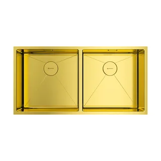Мойка, OMOIKIRI, TAKI, шгв 865*440*200, отверстия для смесителя-отсутствуют, чаши-2, цвет-светлое золото