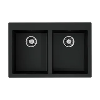 Мойка, OMOIKIRI, Bosen, шгв 800*530*200, отверстия для смесителя-5 промаркированных, чаши-2, цвет-черный